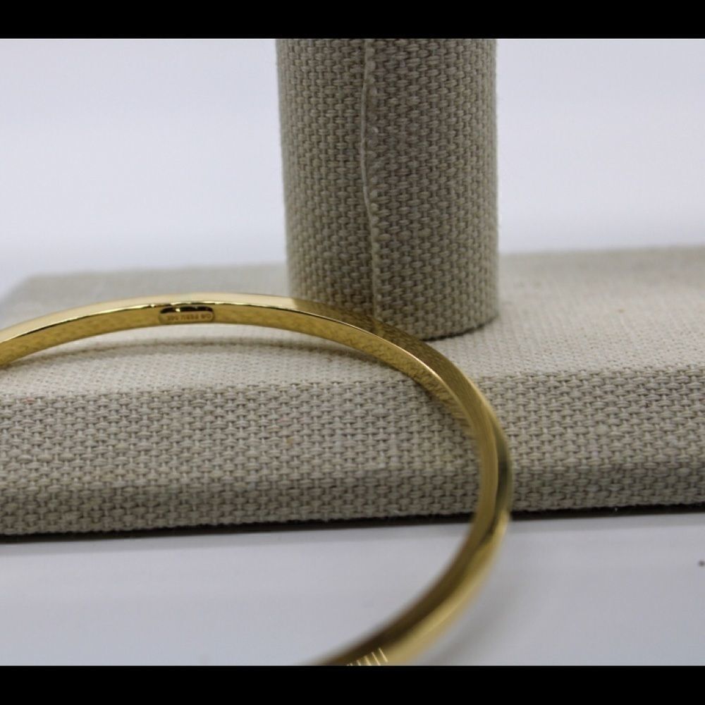 14k Gold Slip on Squared Bangle - Picture 12 of 14